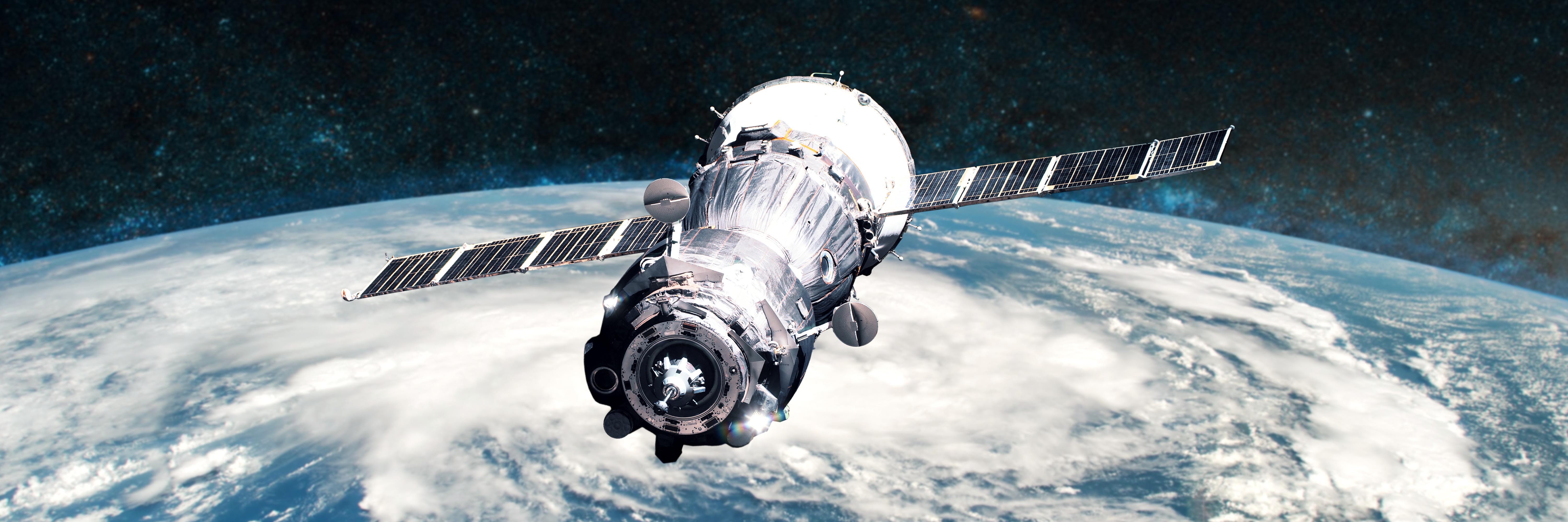 Remote sensing with a satelite.